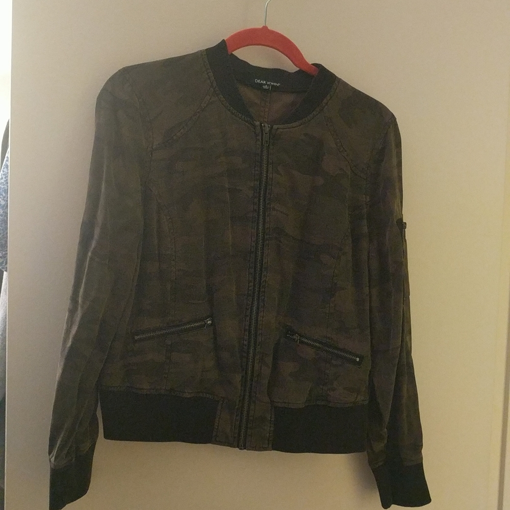 Dear John army print long sleeve 100% tencel size small jacket